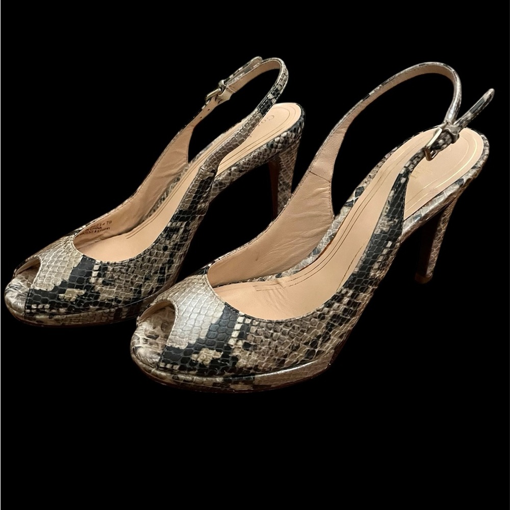 Snakeskin Peep Toe Slingback Heels by Cole Haan Sz 7 B